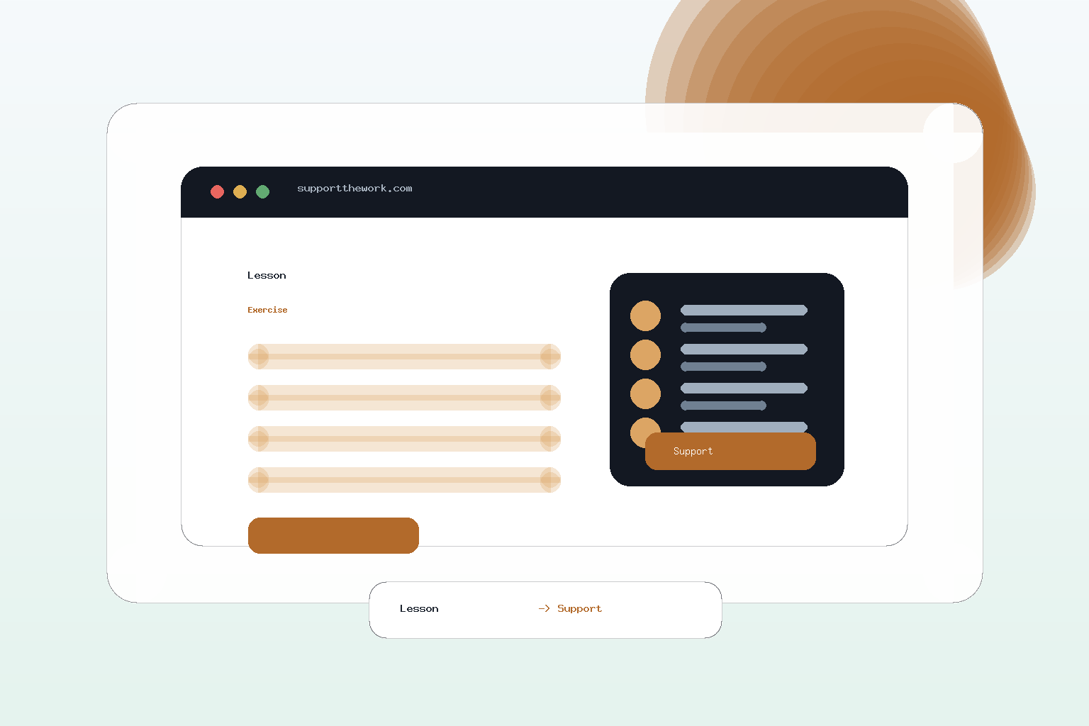 Illustration einer Lernseite mit Support-Widget