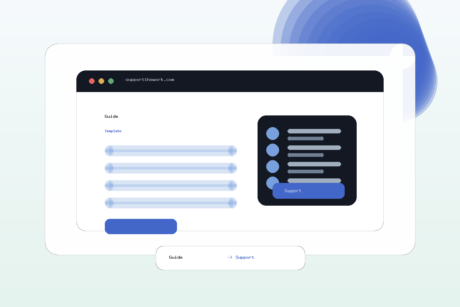 Illustration einer Freelancer-Website mit Support-Widget