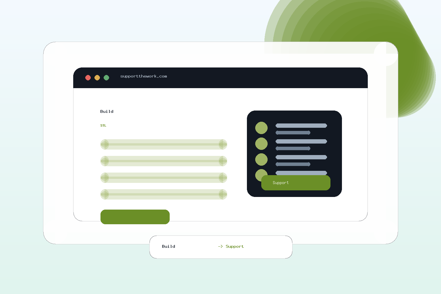 Illustration of a makers website with a SupportTheWork widget
