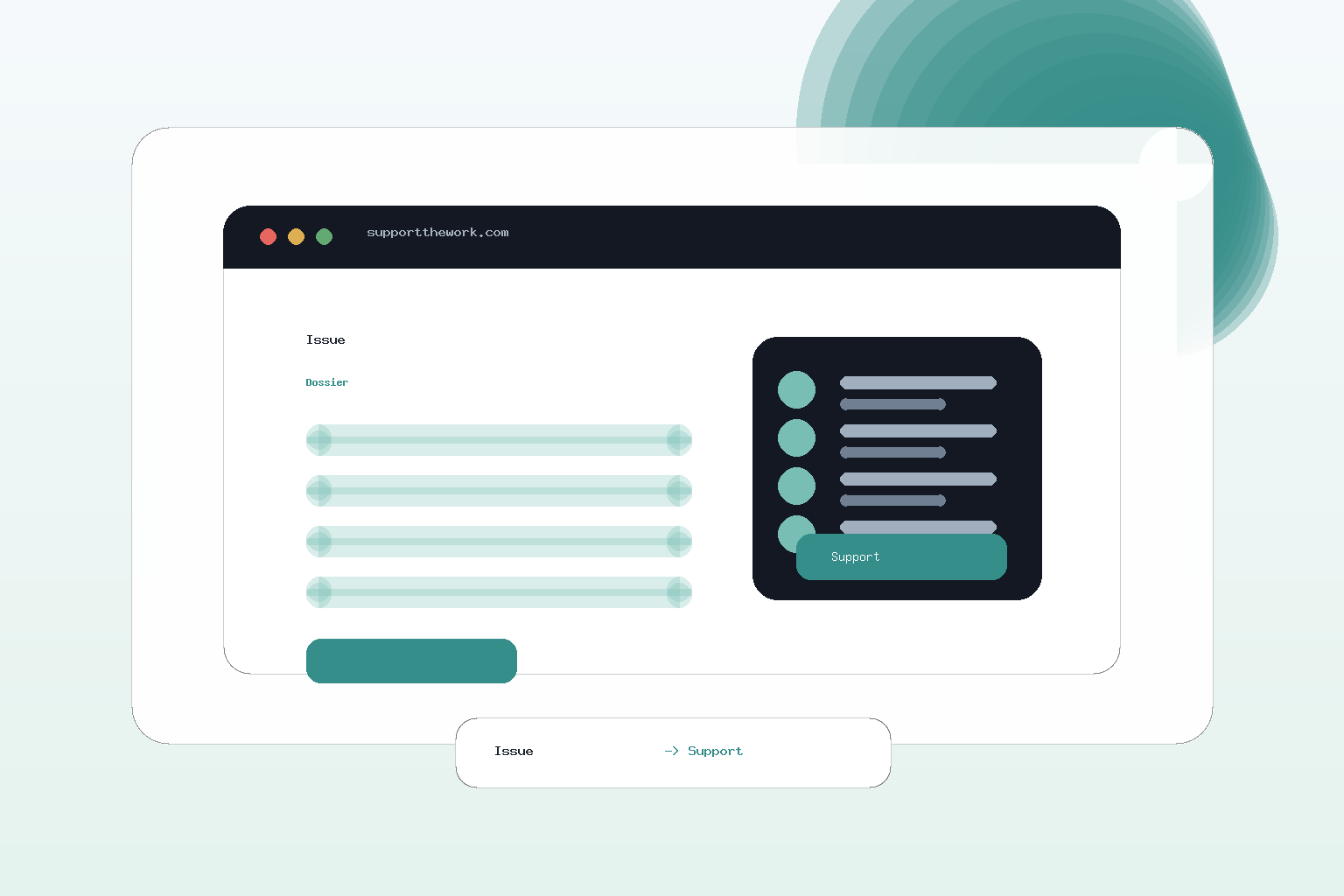 Illustration einer Newsletter-Website mit Support-Widget