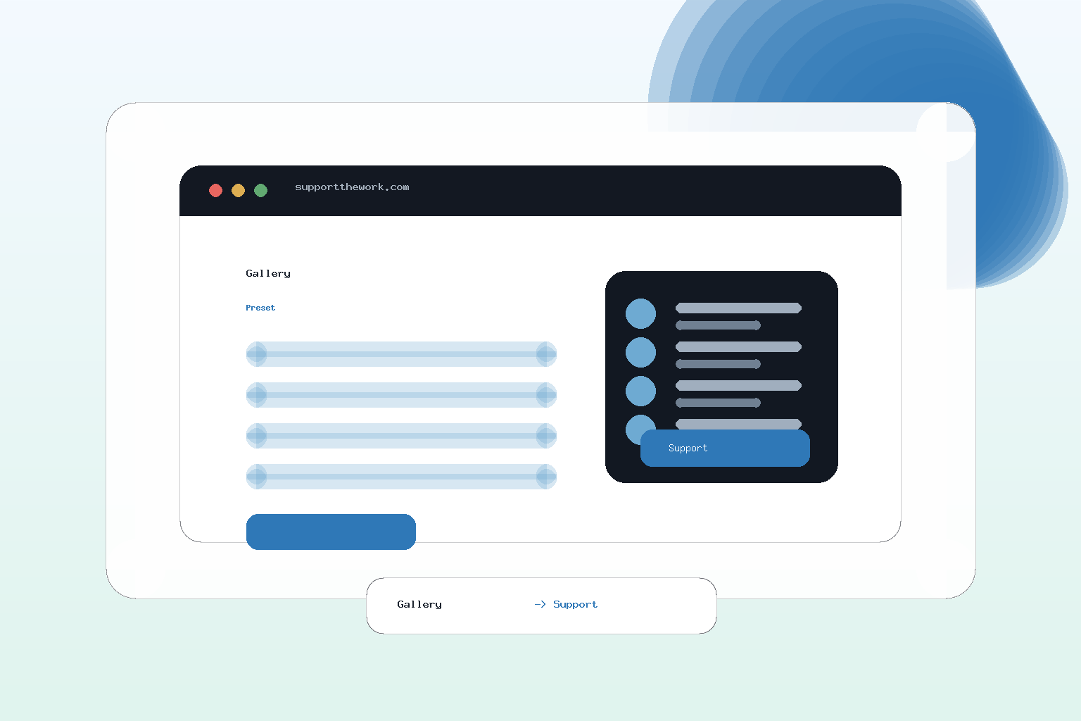 Illustration einer Fotografen-Website mit Support-Widget