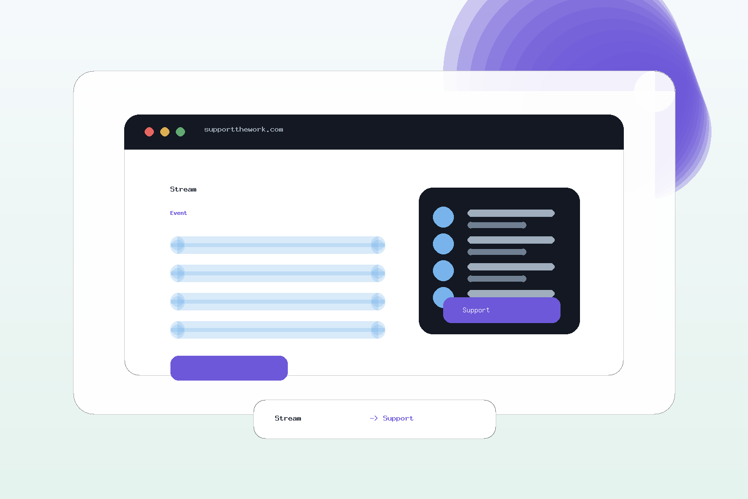 Illustration einer Streamer-Website mit Support-Widget